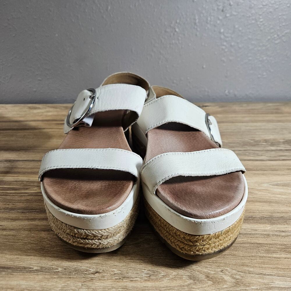 UGG "April" Leather Platform Espadrille Sandals - Ivory/White Boho Y2K Size 7 - Picture 3 of 10